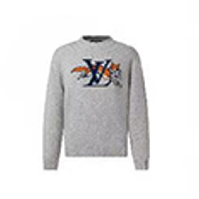 lv louis vuitton fox motif crew neck sweater